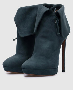Alaia Blue suede ankle boots with laces 4W3T068CC05
