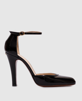 Valentino Black leather glossy shoes with emblem 7W2S0MI2ZJM