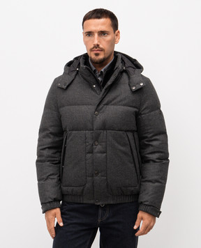 Stefano Ricci Gray wool and cashmere down jacket M6J5400070MA0020