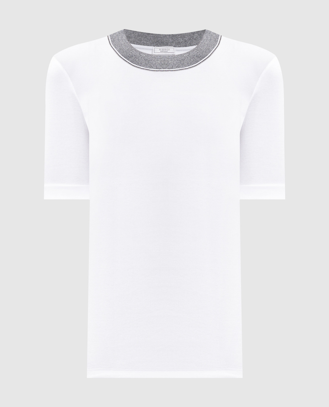 White ribbed T-shirt with monil chain Peserico