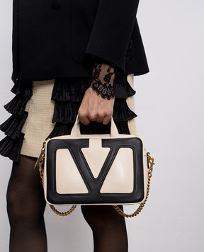 Valentino Beige leather bag VIVA SUPERSTAR with emblem 7W0B0R73PTJ