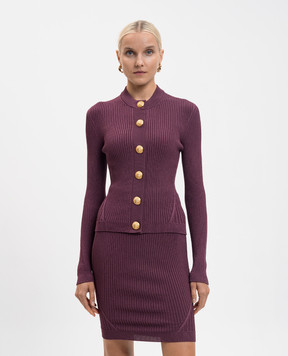 Balmain Purple ribbed cardigan FF0KL191KJ15