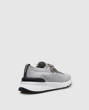 Brunello Cucinelli Grey sneakers with textured logo MZUPMBO252