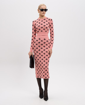 Dolce&Gabbana Pink midi skirt with monogram logo pattern FXO02TJFMGT