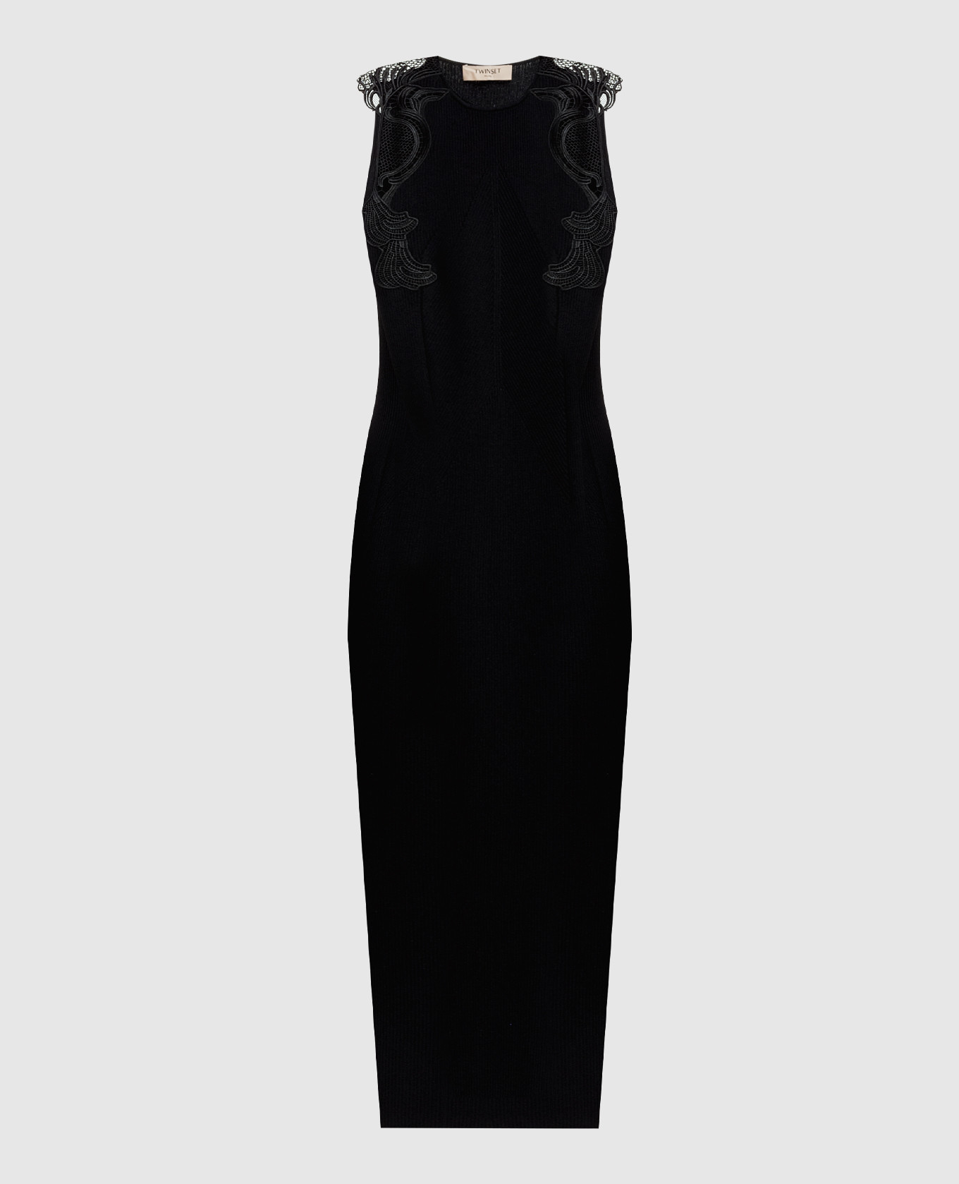 

Black midi dress with lace Twinset, Черный