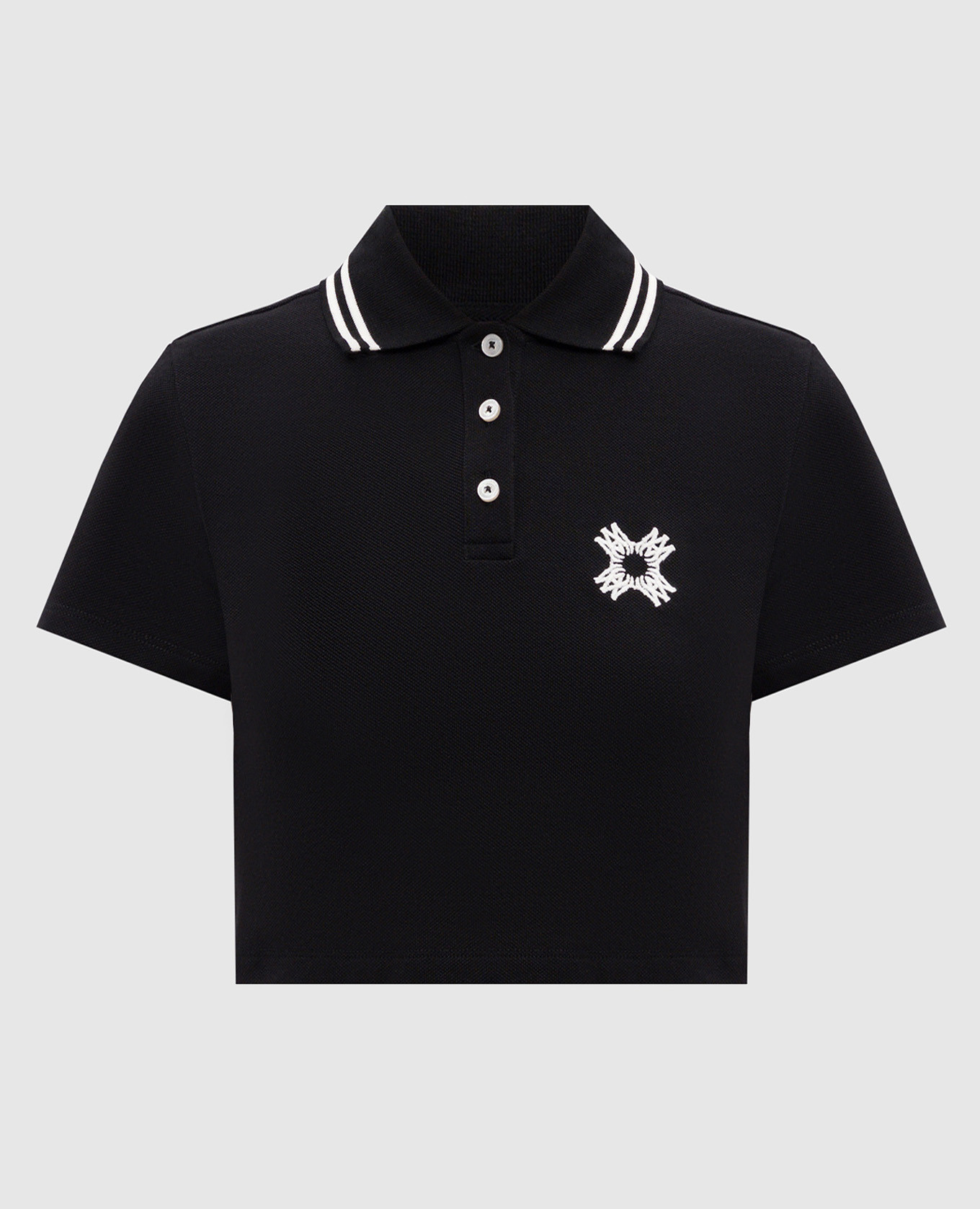 

Black cropped polo with embroidered emblem AMIRI
