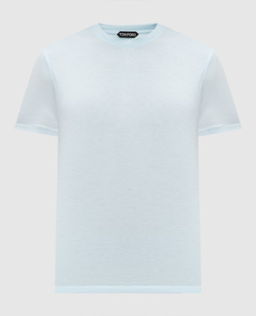 Tom Ford Blue T-shirt with monogram logo JCS004JMT002S23