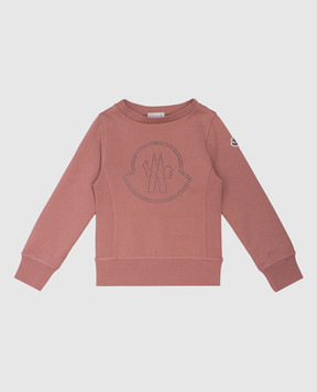 Moncler ENFANT Baby pink sweatshirt with crystal logo emblem J29548G00021899PS810