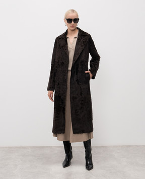 Simonetta Ravizza MILA brown sheepskin coat with a smell F05CO61G1