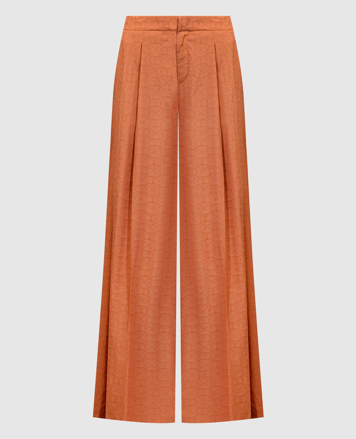 

Orange palazzo pants in a branded pattern Twinset