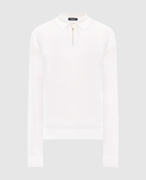 Stefano Ricci White cashmere and silk polo shirt K606003Z40F25303