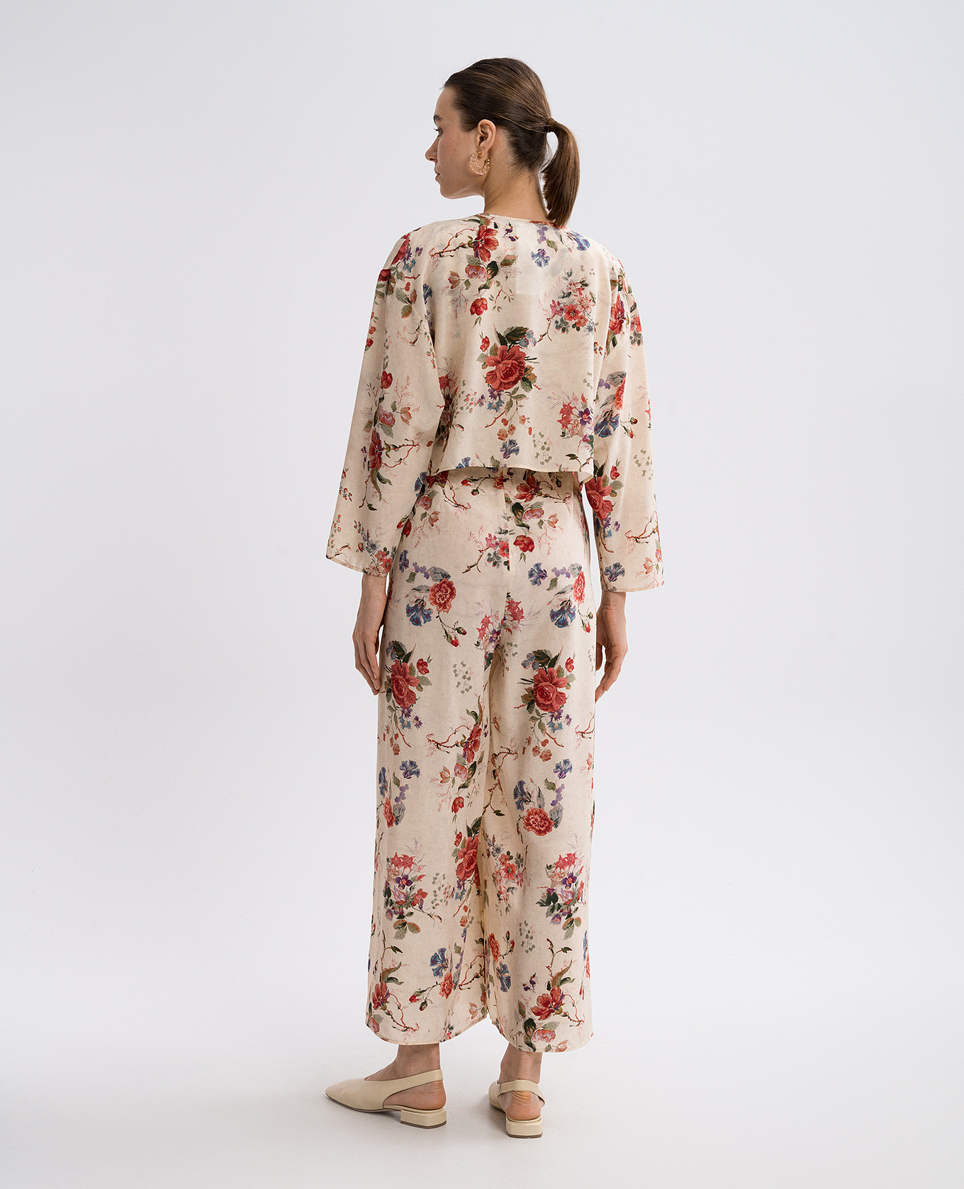 

RAGUSA beige floral print silk jumpsuit with blouse Max Mara Weekend
