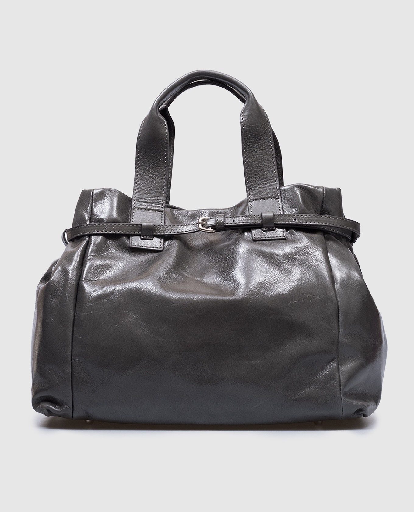 

Gray leather glossy tote bag Christian Villa, Grey