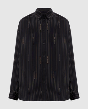 Balenciaga Black striped blouse with logo print 841012TSLA6