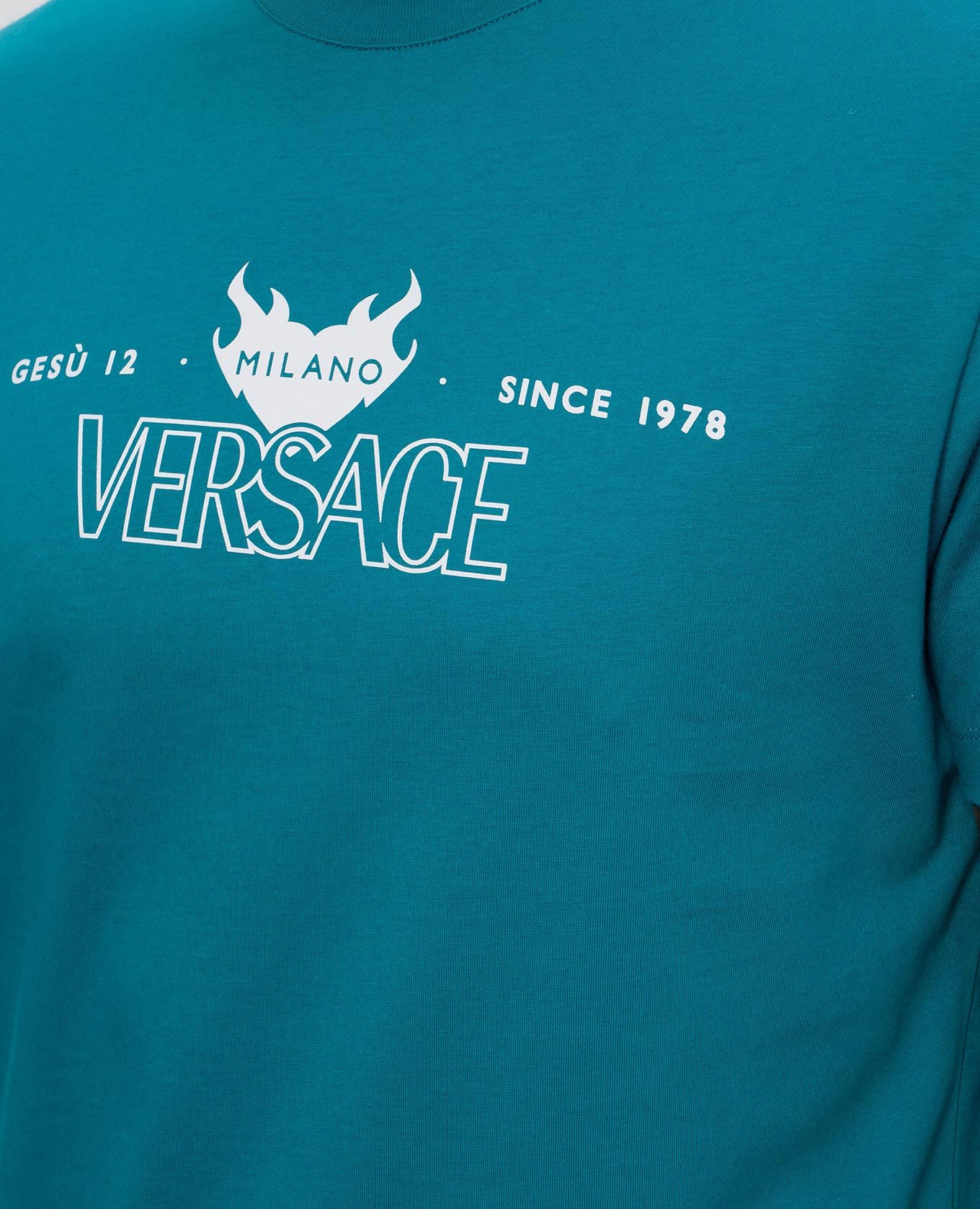 

Green t-shirt with logo print Versace