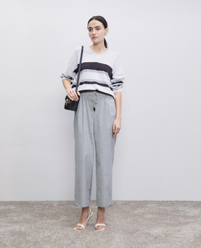 Peserico Gray pants with a monil chain P0452301941