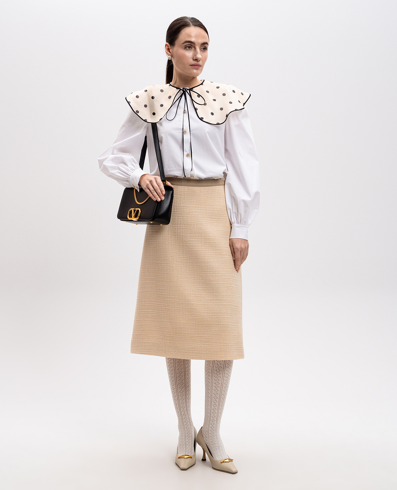

White blouse with an accent collar Valentino