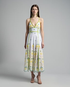 Charo Ruiz White Midi Jodie Dress With Embroidery 244622