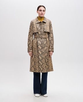 Yves Salomon Beige Python Trench Coat 20EYM22011PYXX