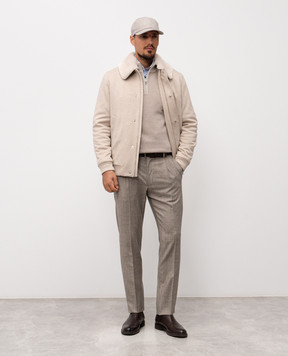 Cashmere&Whiskey Beige wool and cashmere sweater with a pattern PL507