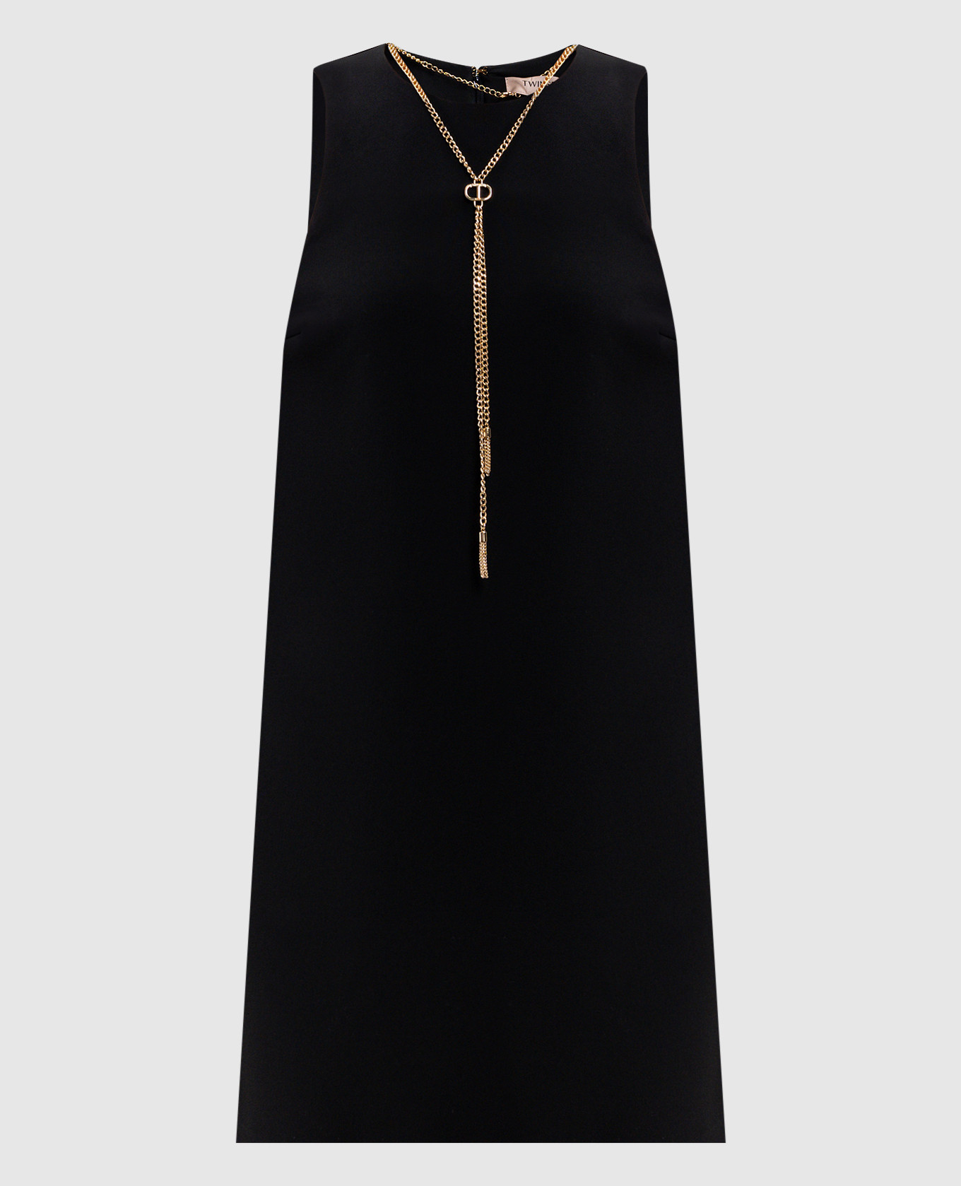 Black mini dress with chain