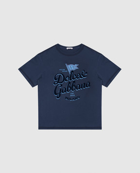 Dolce&Gabbana Children's blue T-shirt with logo L4JTHVG7OJ146