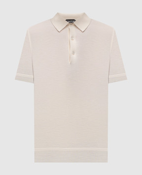 Tom Ford Beige cashmere and silk polo shirt KPS027YMK005S23