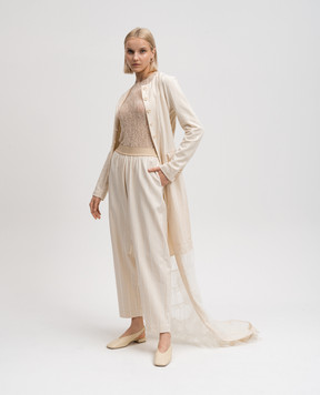 UMA WANG Coda beige coat with ruffles UW8012