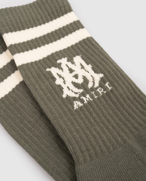 AMIRI Green socks with monogram logo pattern AMACSK1026