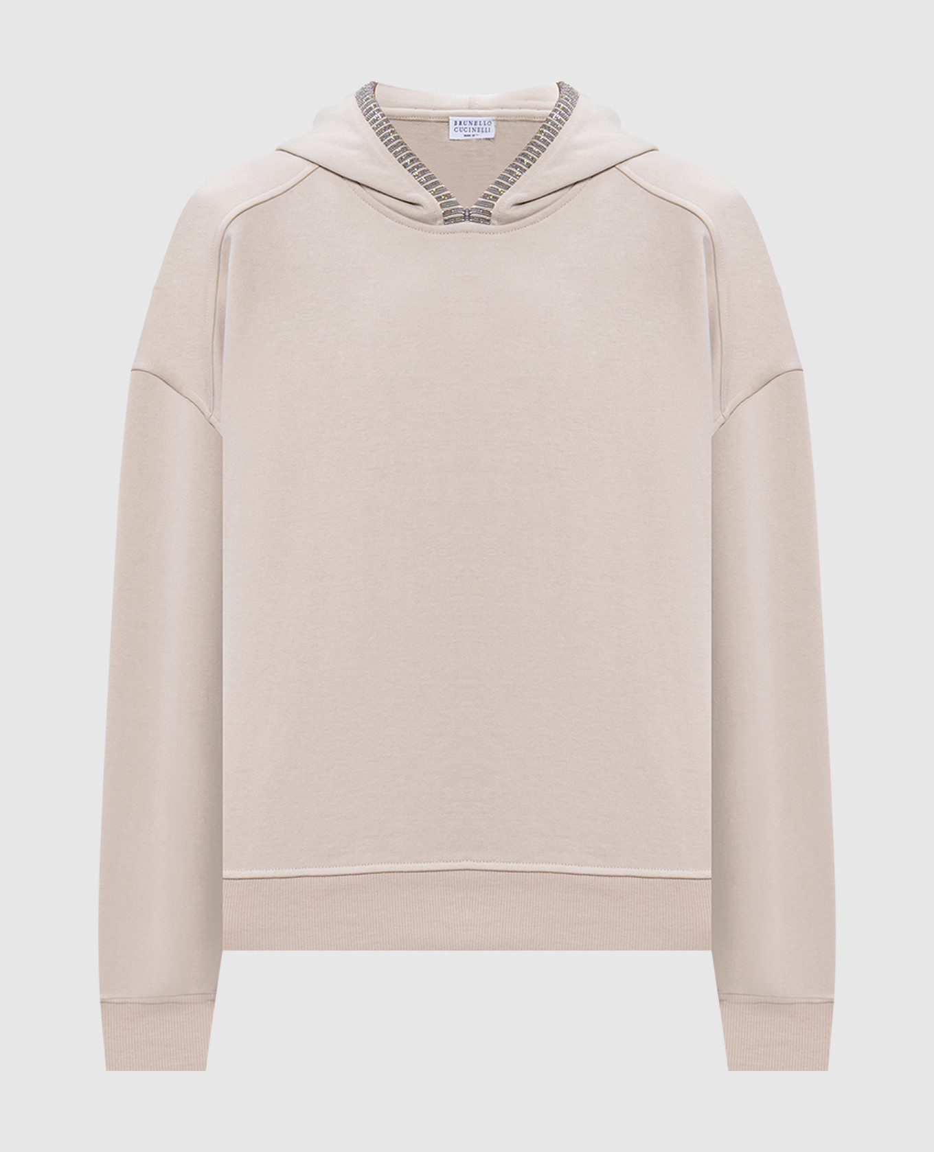 Beige hoodie with monil chain