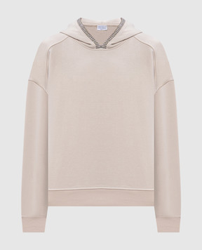 Brunello Cucinelli Beige hoodie with monil chain MN05NHR209