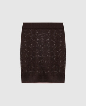 AMIRI Brown mini skirt with monogram logo pattern AWKNKR1015