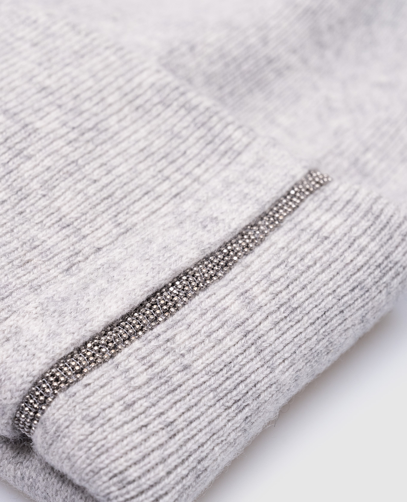 Gray melange cashmere hat with monil chain Brunello Cucinelli 4