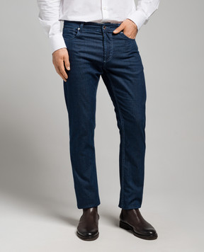 Enrico Mandelli Blue jeans with logo patch 0MIAMI5337