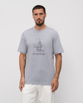 Brunello Cucinelli Grey melange printed T-shirt M0B138485