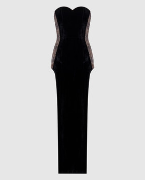 Santa Brands Black velvet corset dress with crystals VELVETMAXIDRESS