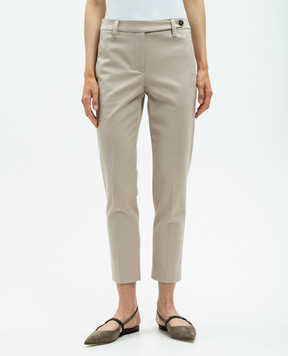 Brunello Cucinelli Beige pants with monil chain MP126P8703