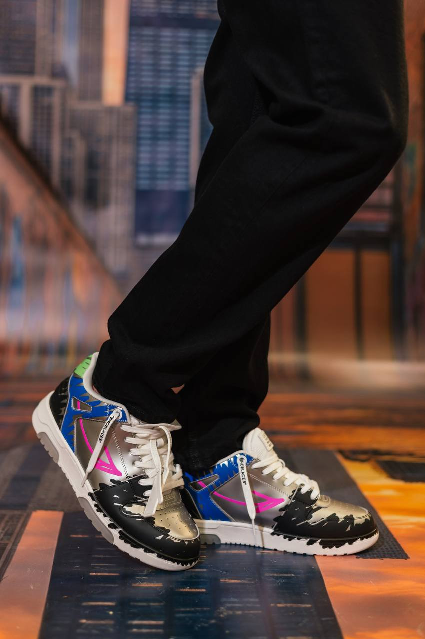 

Silver leather sneakers Bstroy Out Of Office Off-White