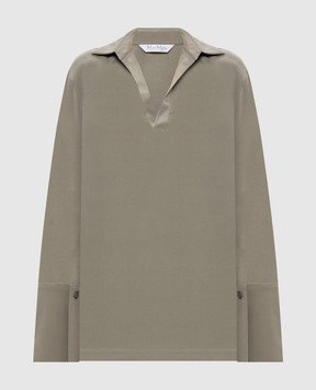 Max Mara DOVER green silk blouse with slits DOVER