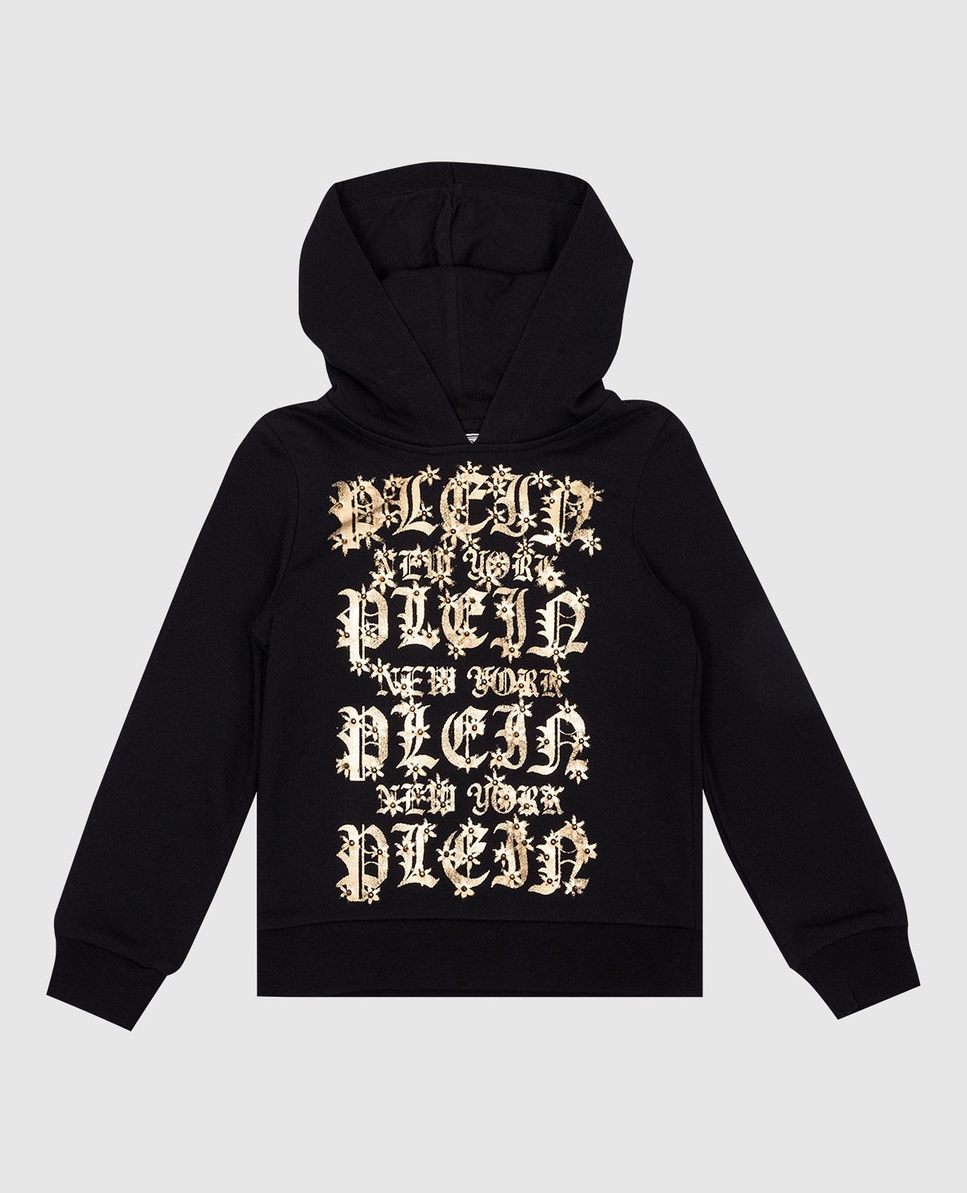 

Children's black hoodie with logo print Philipp Plein, Черный