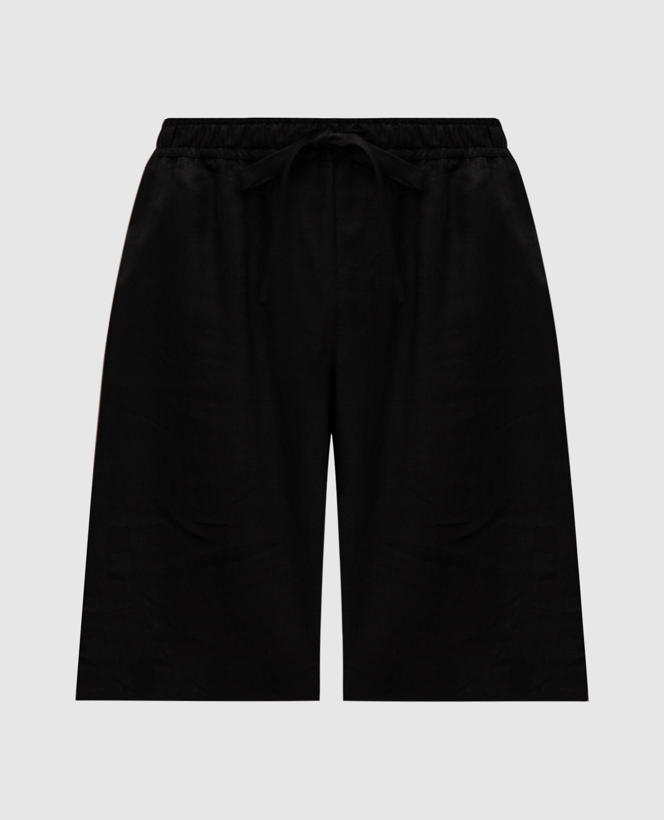 Black linen shorts with embroidered monogram logo Dolce&Gabbana