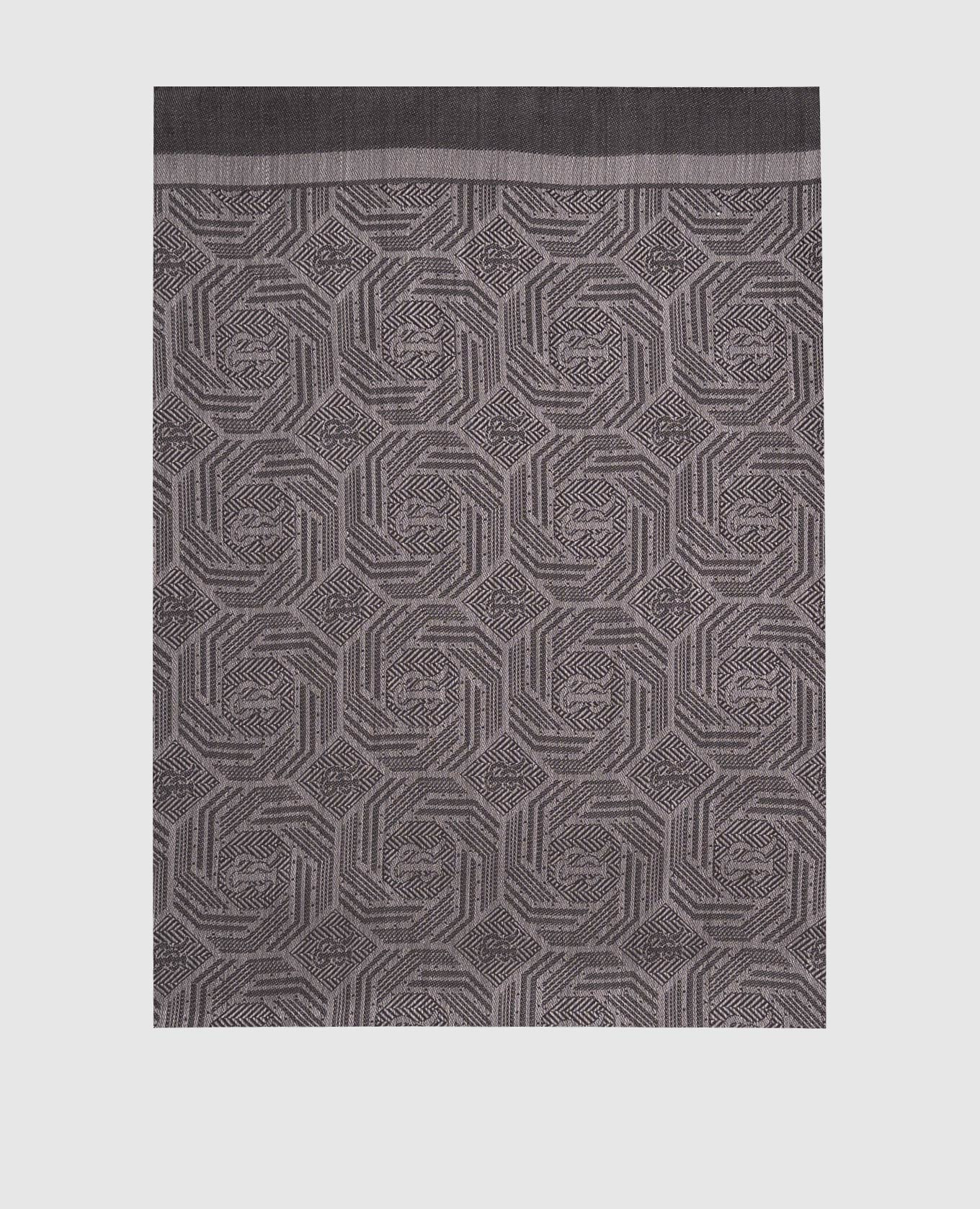 Gray patterned silk and cashmere scarf Stefano Ricci