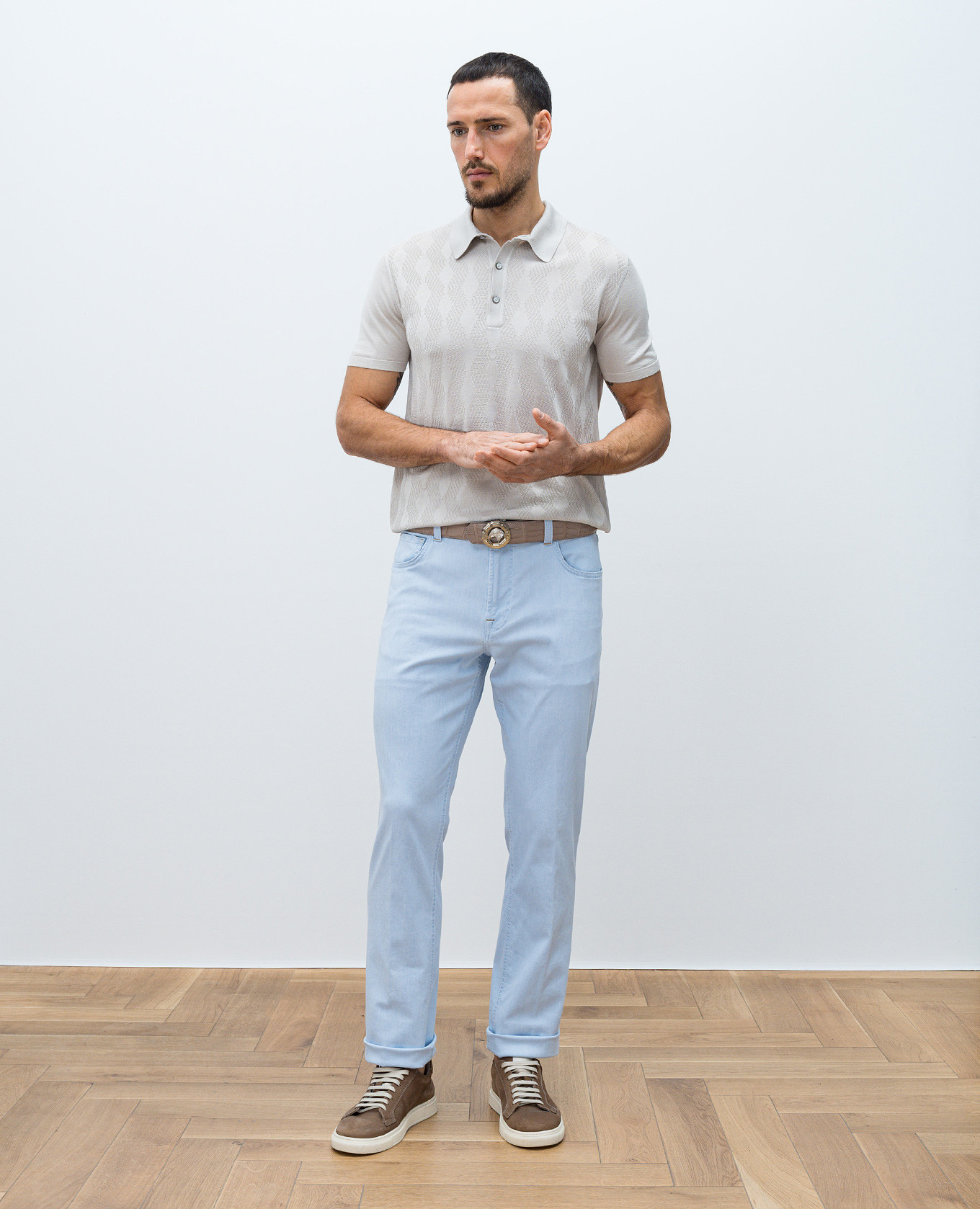 

Blue jeans with logo patch Stefano Ricci, Light blue