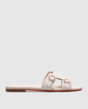 Santoni White leather flip-flops WHPF71461HA1TWKA