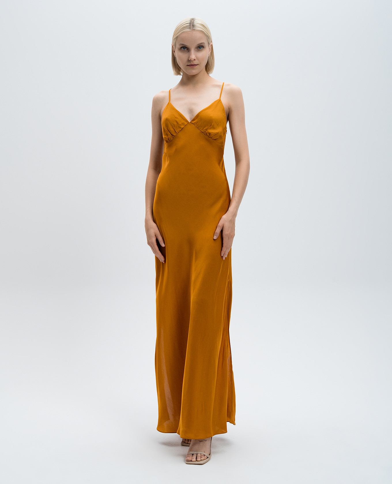 Orange maxi dress with slits Twinset 3
