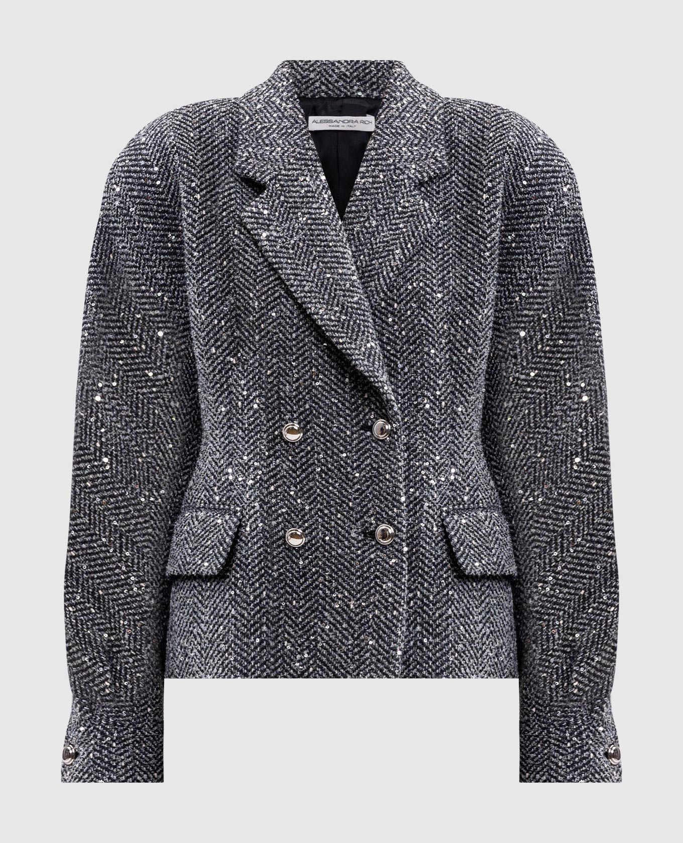 

Grey tweed double-breasted jacket with wool Alessandra Rich