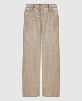 Max Mara Beige linen BOUQUET pants BOUQUET