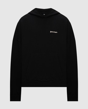 Palm Angels Black hoodie with logo embroidery PMBB153C99FLE002