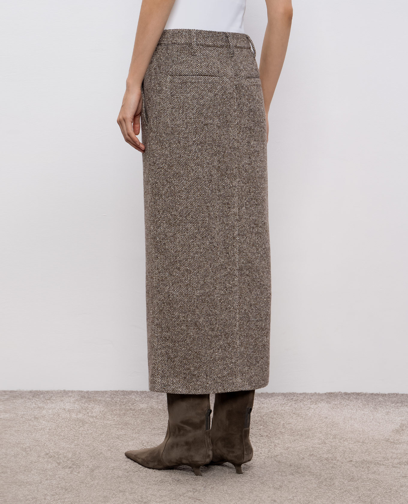 Brown Storial wool and silk skirt Brunello Cucinelli 4
